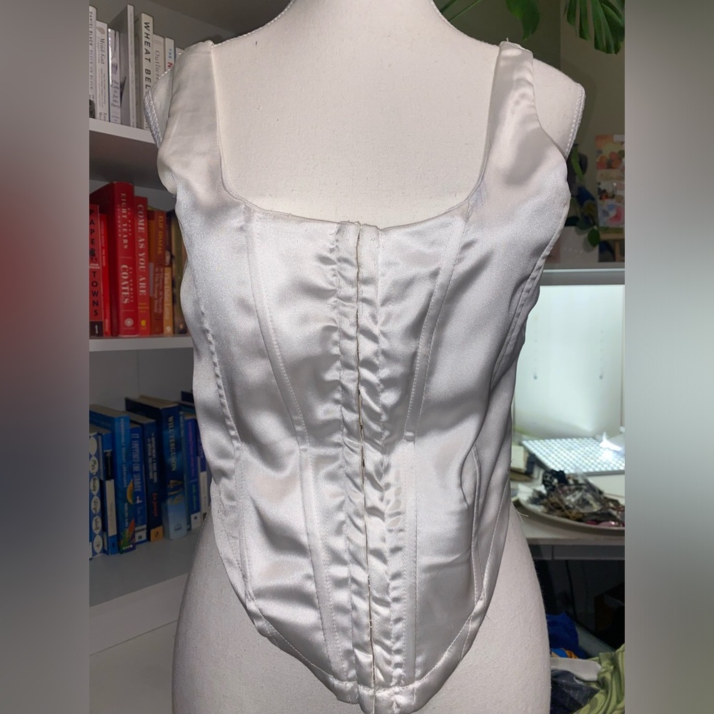 White silky corset top